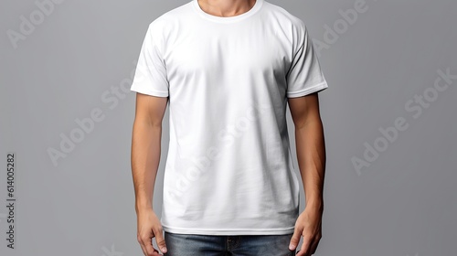 Visualize a professional t shirt full white in a blank mockup solid background Generative AI