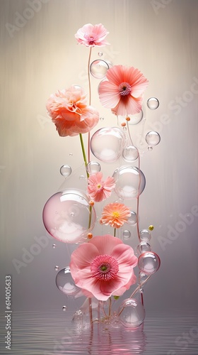 Lotus flower in water. AI generated art illustration.