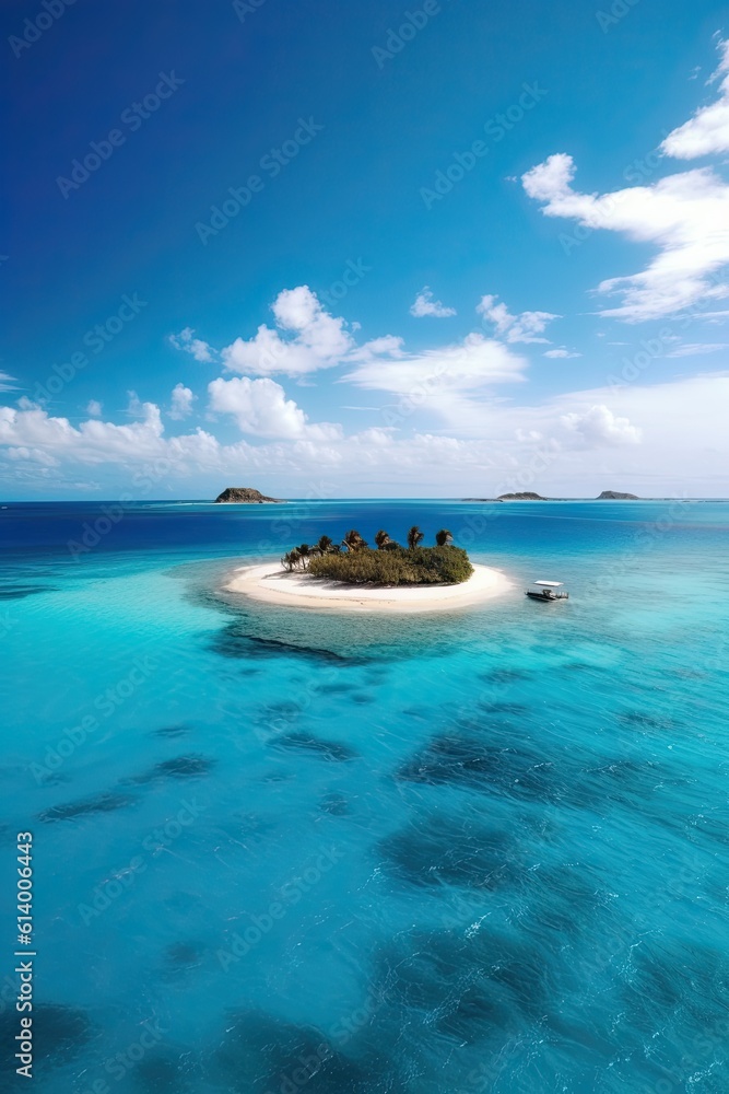 Obraz premium Tropical island in the island. AI generated art illustration. 