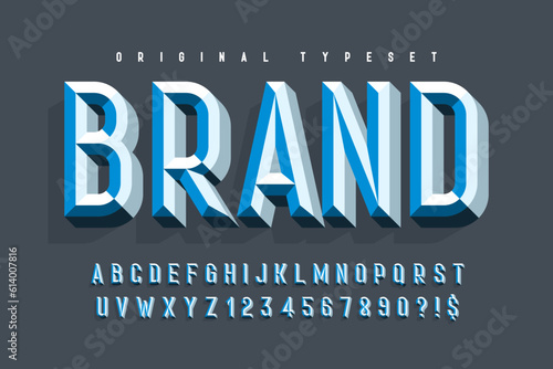 Chisel 3d letters design, colorful alphabet, typeface.