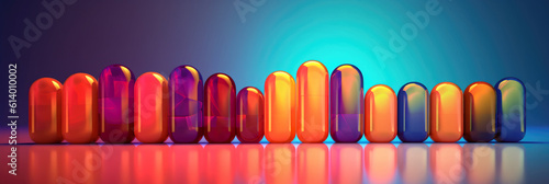 simplified panorama depicting an abstract formation of medicinal pills against a vibrant gradient background