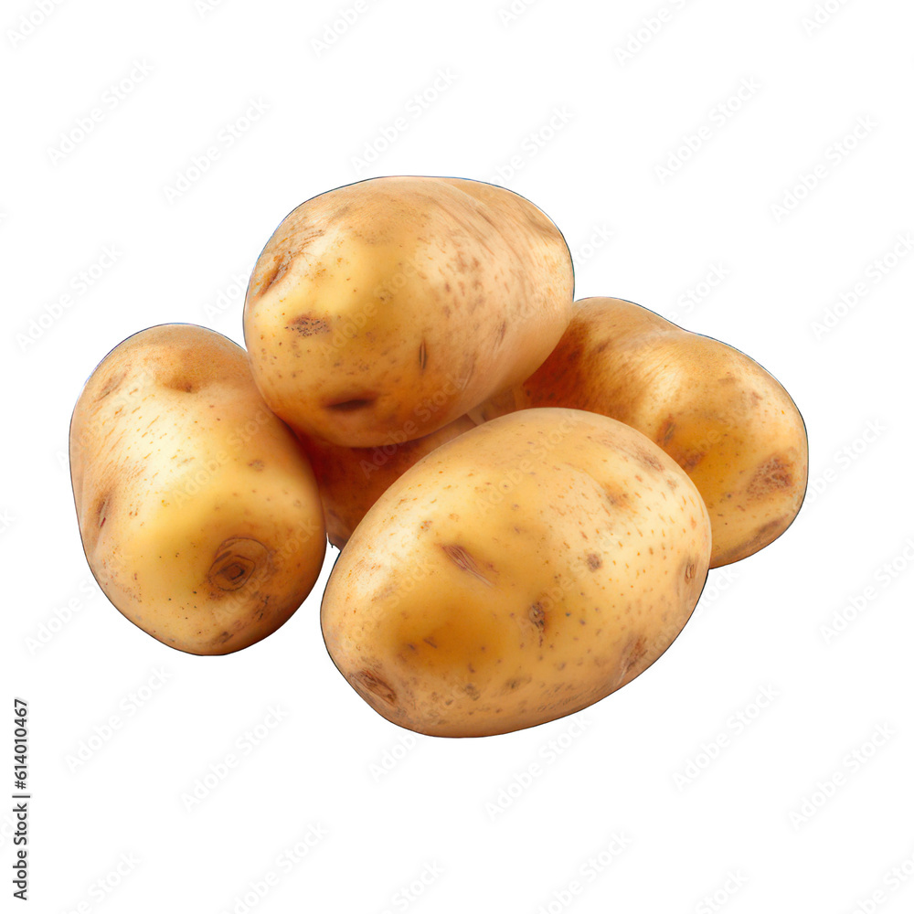 Potatoes isolated on white created with Generative AI Potatoes isolated on white created with Generative AI