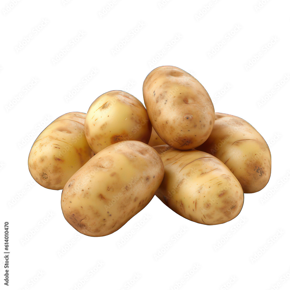Potatoes isolated on white created with Generative AI Potatoes isolated on white created with Generative AI
