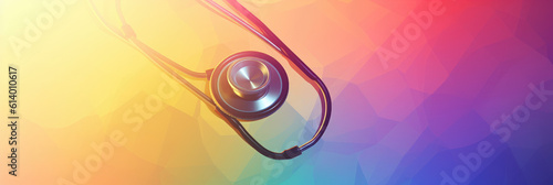 simplified panoramic wallpaper of a stylized stethoscope, against a soothing gradient background, symbolizing general medicine photo