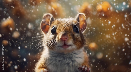 Cute animal generated by AI, like a cute hamster looking at the camera, AI generated