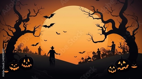 Pagan halloween card background with speech bubble Generative AI