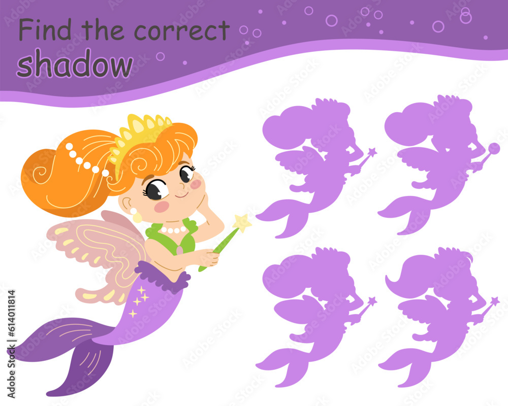 Find the correct shadow mermaid fairy vector Find the correct shadow mermaid fairy vector