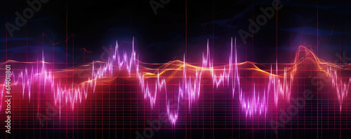 Panoramic perspective of a symbolic ECG heart monitor wave in bold and vibrant magenta tones
