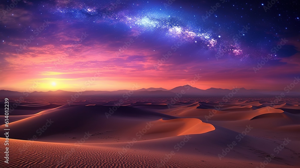 Photo amazing milky way over the sand dunes Generative AI