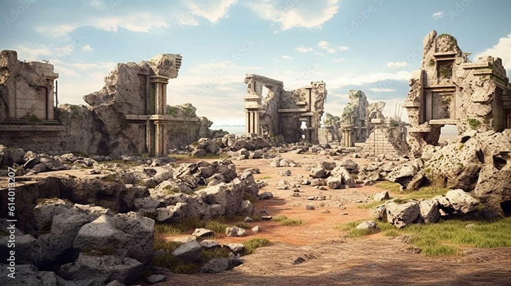 Photo ruins of ancient city ai generated image