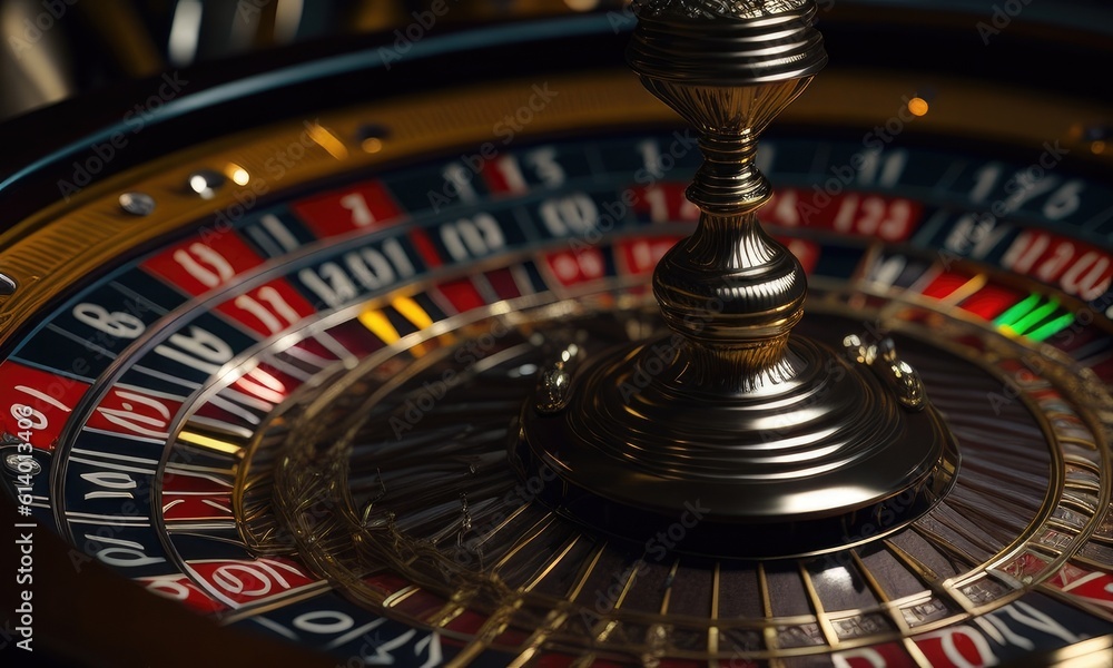 Roulette wheel spinning in casino Roulette wheel spinning in casino