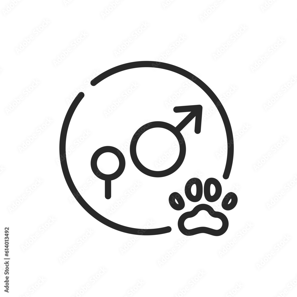 Neuter and Pet Sterilization Icon. Vector Outline Editable Sign of Spay