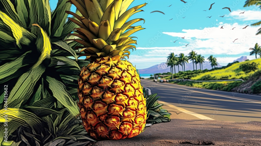Pineapple comic book style Generative AI Stock Illustration | Adobe Stock
