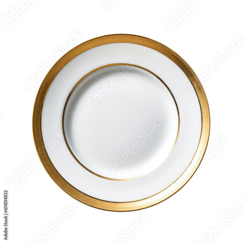 Empty Fancy Gold Rimmed Whi...
