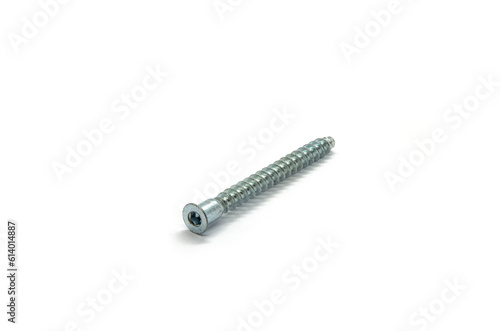 Metal screw confirmation on a white background