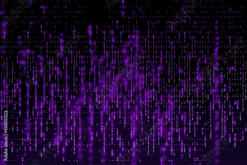 Purple gray raining hacker’s screen dark coding line. AI generative