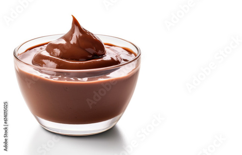 Bowl of Chocolate Pudding on a White Background 