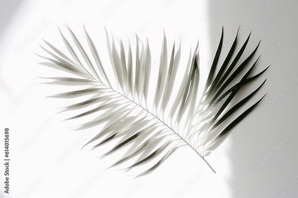 Shadow from palm leaves on a white wall background. AI generative Shadow from palm leaves on a white wall background. AI generative