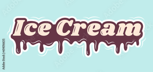 Ice Cream vector text illustration on a blue background