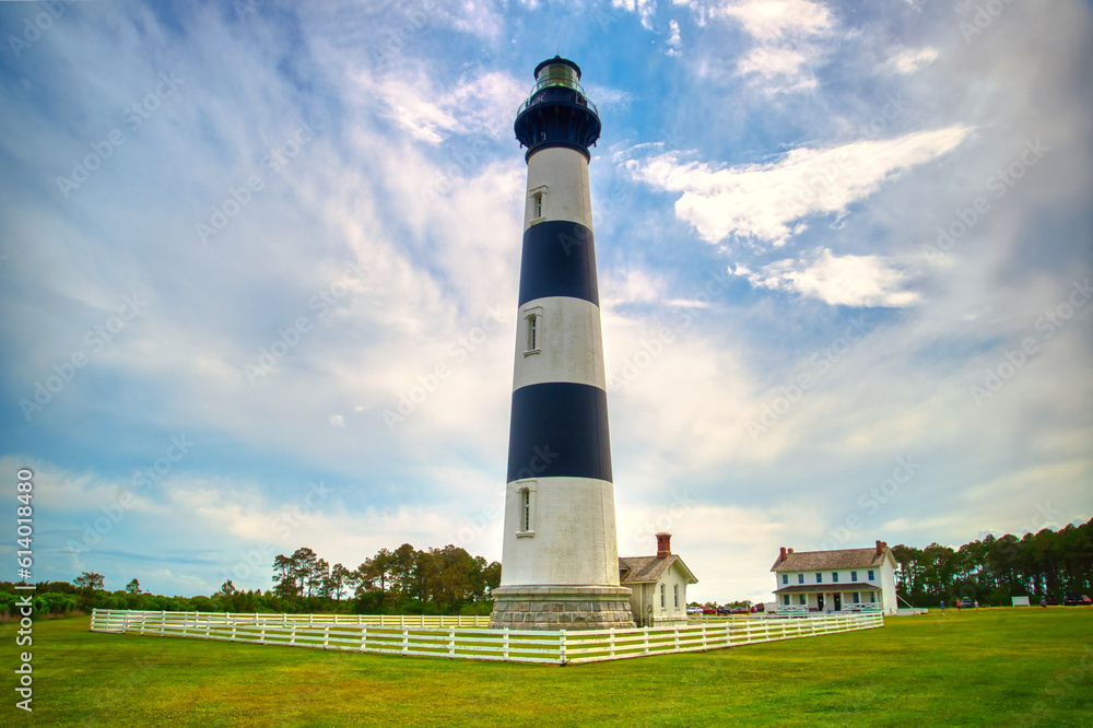 The Bodie Island Lighthouse on a nice summer day in North Carolina.