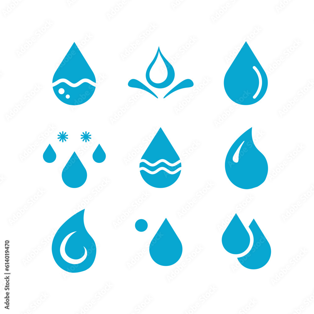 Set of abstract blue water drop icons. Set of abstract blue water drop icons.