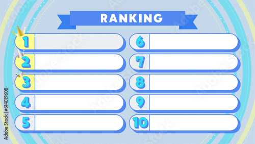 １位から１０位までの可愛くてポップなランキングベース