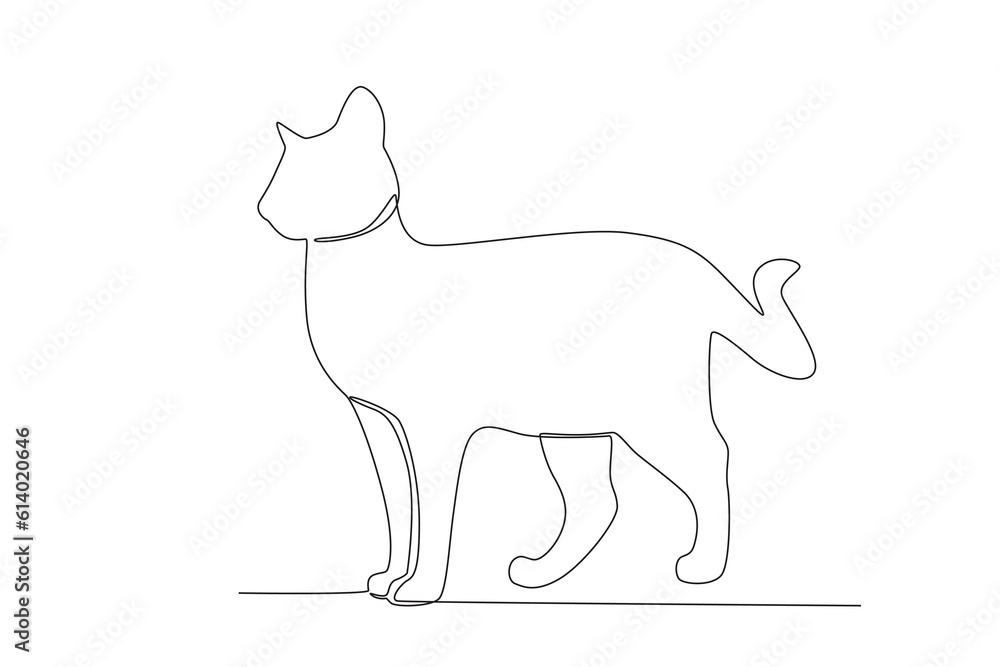 A cat with a tall stand. International cat day one-line drawing