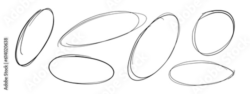 Set of Scribble ovals and bubbles to circle and highlight text. hand-drawn vector doodle ellipses. Different brush-drawn black circles, marker round elements photo