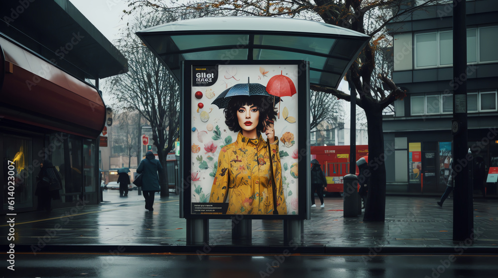 Generative AI Outdoor advertising, bus shelter