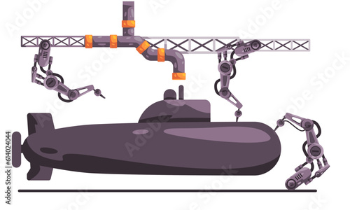 Submarine marine vehicle mechanical arm robotic line production manufacturing process automation