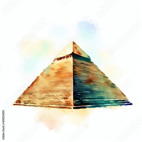Sands of Beauty: Watercolor Illustration of Pyramid of Giza, Generative AI