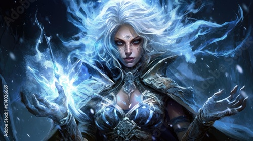 An ice elf wizard who can manipulate frost and cold.