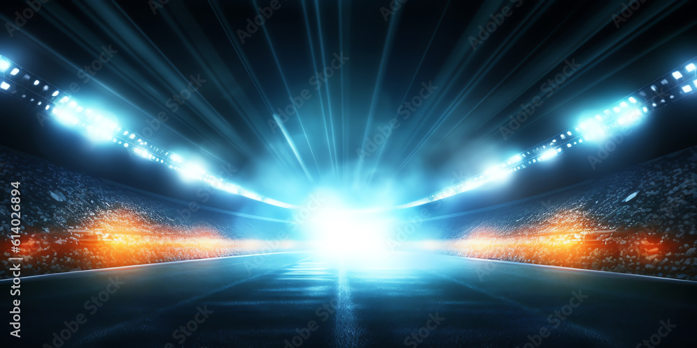 Generative AI Golden stadium lights with rays