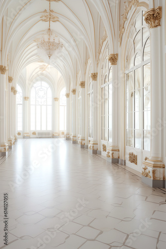 Generative AI Czechia, central bohemian region, kutna hora - october 5, 2016: benches in empty church of the assumption of our lady and saint john the baptist, kutna hora, Czech republic photo