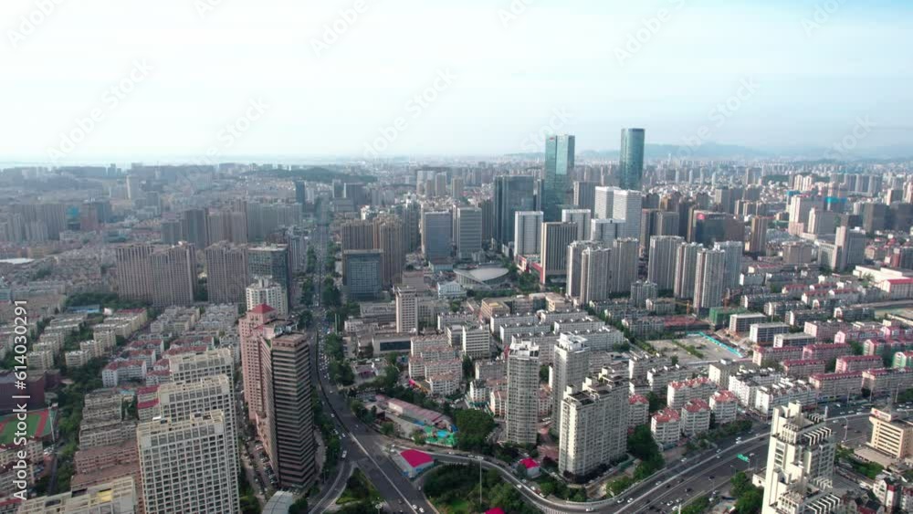 4k aerial photography of Qingdao city buildings skyline 4k aerial photography of Qingdao city buildings skyline