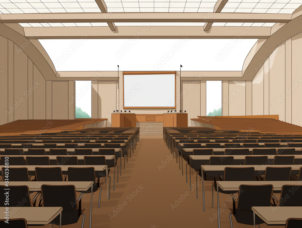 Fototapeta premium Generative AI Lecture room with empty seats Business seminar education