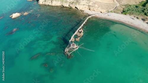 aerial view of the trabocco in the marine coast of vast abruzzo photo