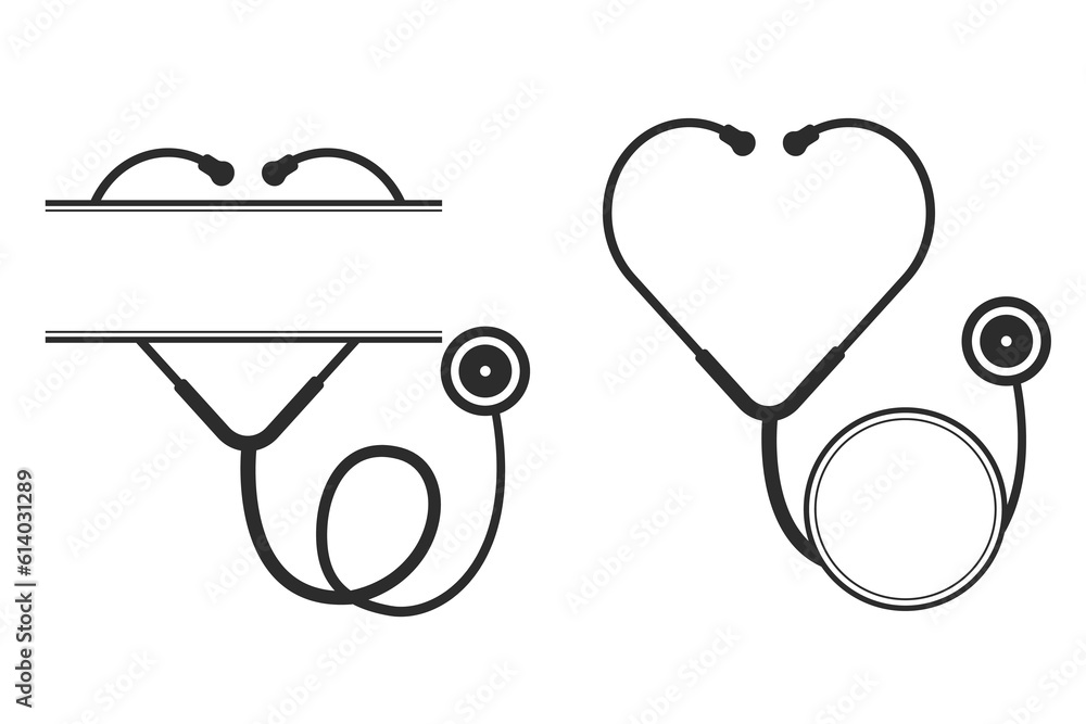 Stethoscope Monogram Vector, Medical tools Monogram Vector, Stethoscope