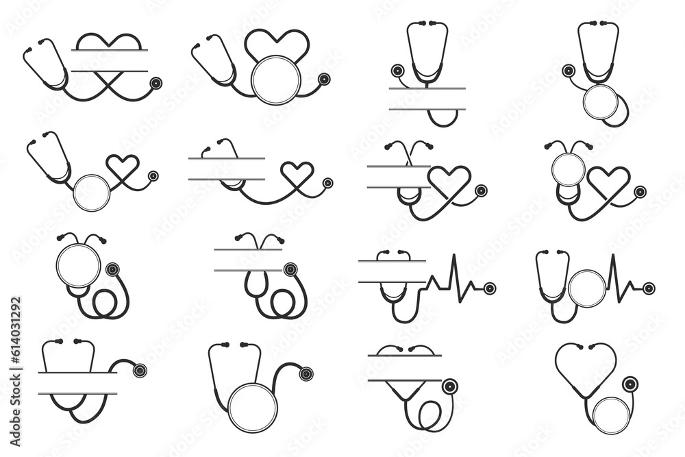 Stethoscope Monogram Bundle, Medical tools Monogram Bundle, Stethoscope