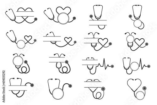 Stethoscope Monogram Bundle, Medical tools Monogram Bundle, Stethoscope illustration, Doctor, Nurse, Health, illustration, Clip Art, medical illustration