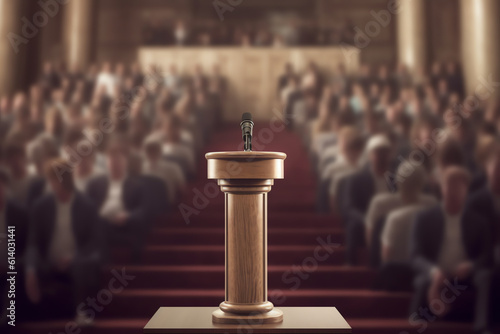 Generative AI Microphone at the podium with empty pews
