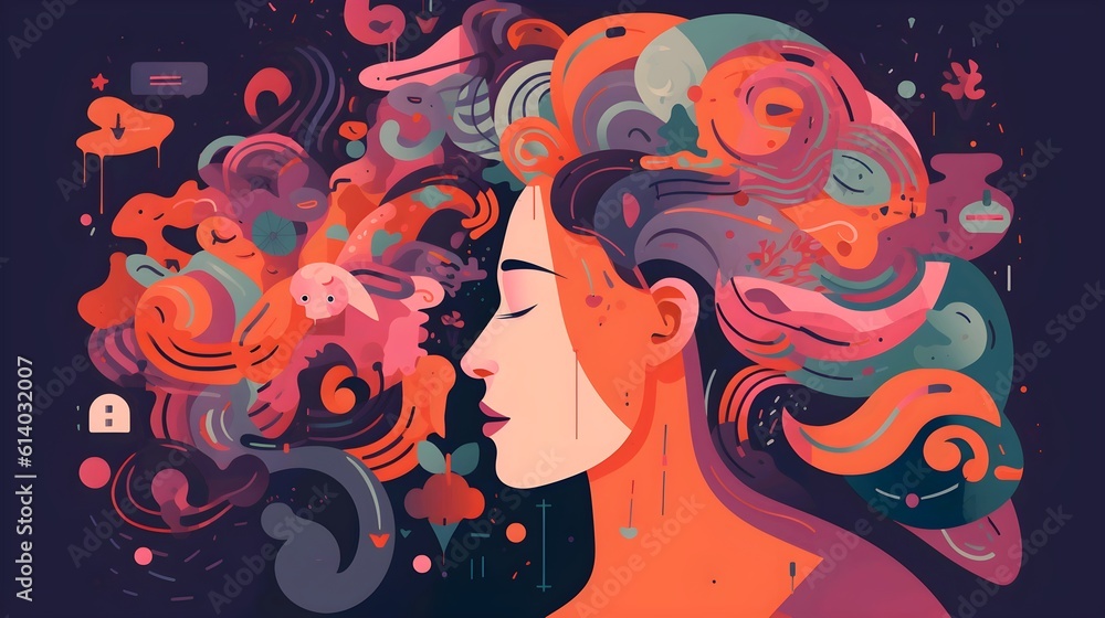 Abstract woman mental health illustration Abstract woman mental health illustration