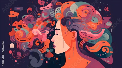 Abstract woman mental health illustration