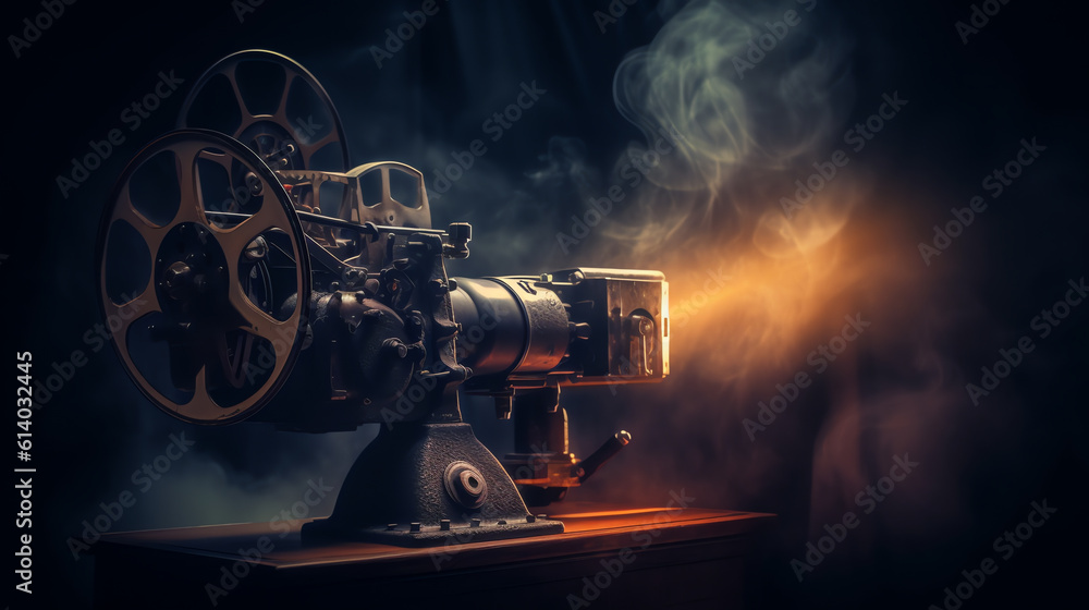Fototapeta premium Generative AI photo of an old movie projector