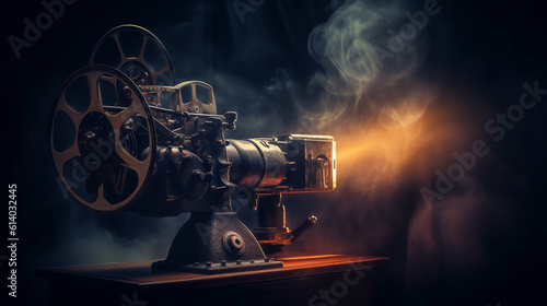 Generative AI photo of an old movie projector