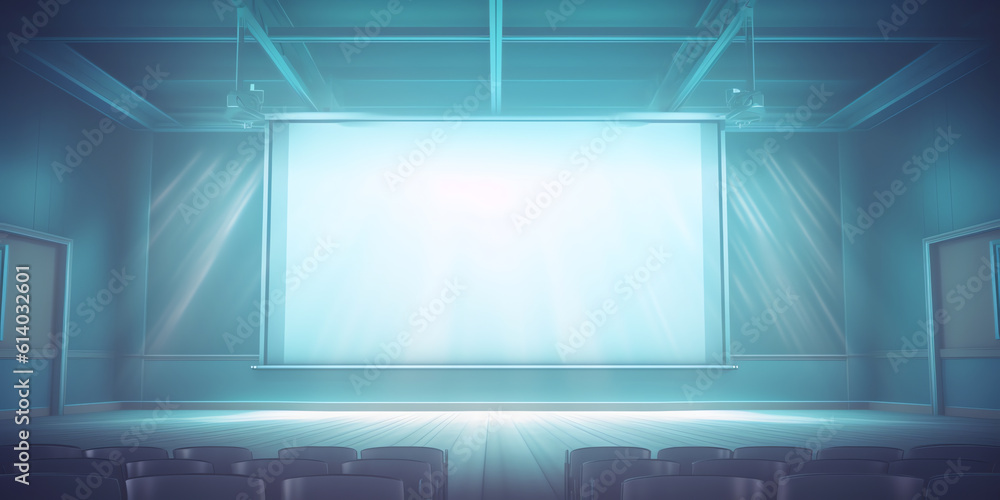 Generative AI Cinema auditorium with screen and seats Generative AI Cinema auditorium with screen and seats