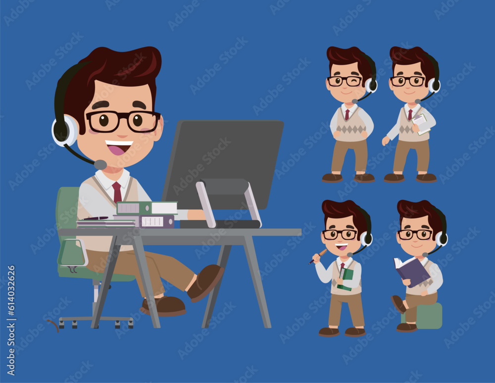 Call center and customer service character Call center and customer service character