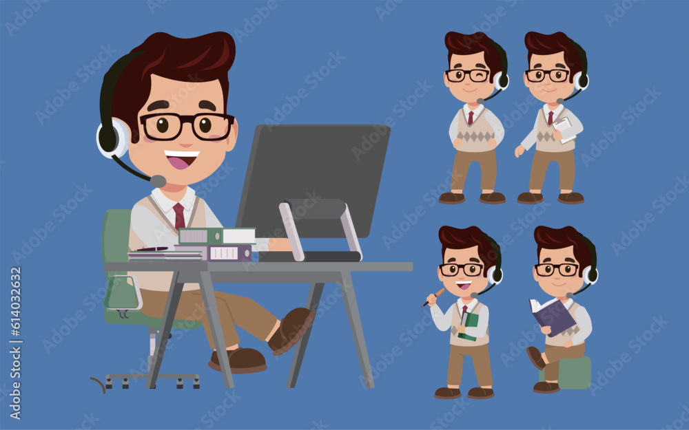 Call center and customer service character Call center and customer service character