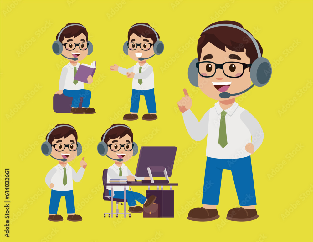 Call center and customer service character Call center and customer service character