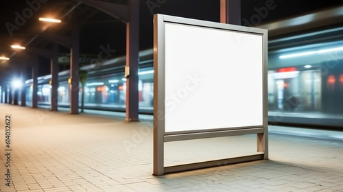 Generative AI Blank billboard mock up at a bus stop with busy traffic in Singapore © Generative AI